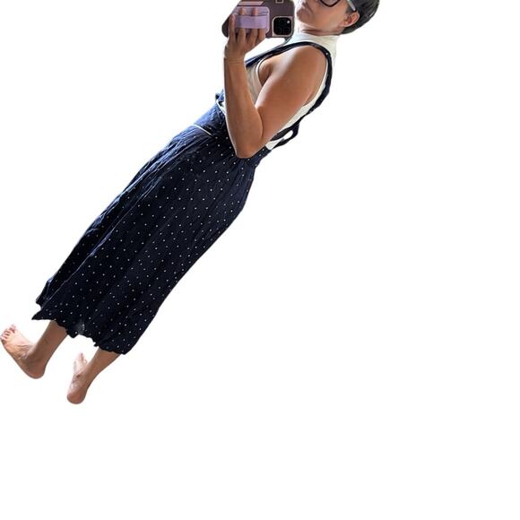 Vintage Laine blue white polka dot jumper culottes size S 80s preppy coquette - Picture 8 of 8